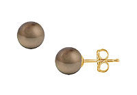Tahitian Pearl Stud Earrings : 18K Yellow Gold  10 MM