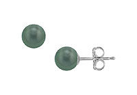 Tahitian Pearl Stud Earrings : 18K White Gold  8 MM