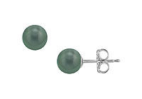 Tahitian Pearl Stud Earrings : 18K White Gold  9 MM