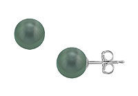 Tahitian Pearl Stud Earrings : 18K White Gold  13 MM