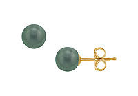 Tahitian Pearl Stud Earrings : 18K Yellow Gold  9 MM
