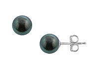 Tahitian Pearl Stud Earrings : 18K White Gold  10 MM