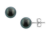 Tahitian Pearl Stud Earrings : 18K White Gold  13 MM