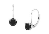 14K White Gold : Round Black Diamond Stud Earrings  1.50 CT. TW