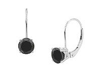 14K White Gold : Round Black Diamond Stud Earrings  2.00 CT. TW