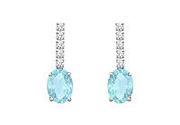 Diamond and Aquamarine Earrings : 14K White Gold - 1.25 CT TGW