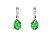 Diamond and Emerald Earrings : 14K White Gold - 1.25 CT TGW