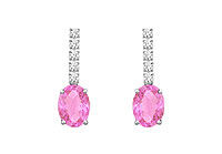 Diamond and Pink Sapphire Earrings : 14K White Gold - 1.25 CT TGW