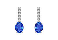 Diamond and Sapphire Earrings : 14K White Gold - 1.25 CT TGW