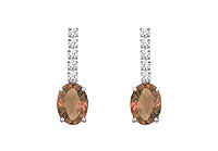 Diamond and Smoky Topaz Earrings : 14K White Gold - 1.25 CT TGW