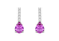 Diamond and Amethyst Earrings : 14K White Gold - 1.25 CT TGW