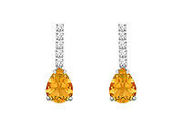 Diamond and Citrine Earrings : 14K White Gold - 1.25 CT TGW