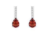 Diamond and Garnet Earrings : 14K White Gold - 1.25 CT TGW