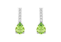 Diamond and Peridot Earrings : 14K White Gold - 1.25 CT TGW