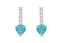 Diamond and Blue Topaz Earrings : 14K White Gold - 1.25 CT TGW