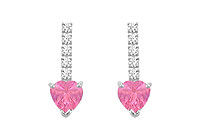 Diamond and Pink Topaz Earrings : 14K White Gold - 1.25 CT TGW