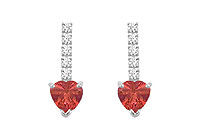 Diamond and Ruby Earrings : 14K White Gold - 1.25 CT TGW