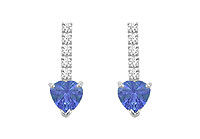 Diamond and Tanzanite Earrings : 14K White Gold - 1.25 CT TGW