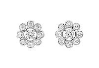 Diamond Flower Earrings : 14K White Gold - 0.75 CT Diamonds