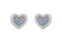 Blue Topaz and Diamond Heart Earrings : 14K White Gold - 1.50 CT TGW