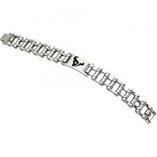 Football Design Bracelet in Stainless Steel - Polished Finish - Eye-Popping