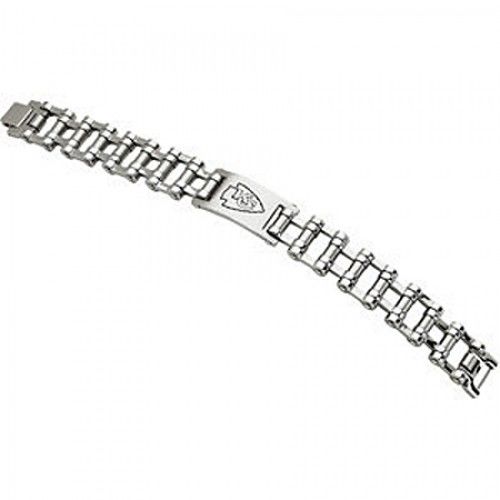 Football Design Bracelet in Stainless Steel - Mirror Finish - Riveting