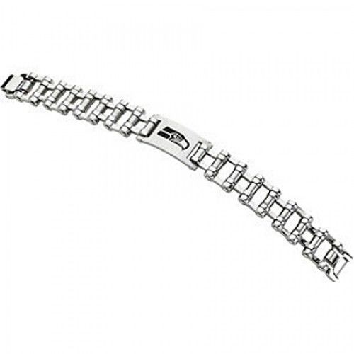 Football Design Bracelet in Stainless Steel - Polished Finish - Elegant