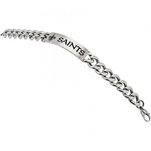 Stainless Steel New Orleans Saints Logo and Name Id Bracelet