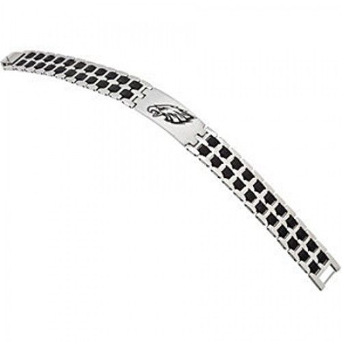 Football Design Bracelet in Stainless Steel - Polished Finish - Delightful