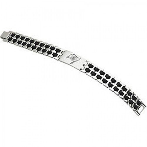 Football Design Bracelet in Stainless Steel - Mirror Polish - Fine