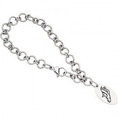 Unisex Adult'S Football Style Bracelet in Stainless Steel - Polished Finish