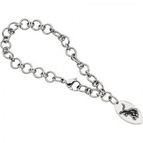 Unisex Adult'S Football-Themed Bracelet in Stainless Steel - Mirror Polish