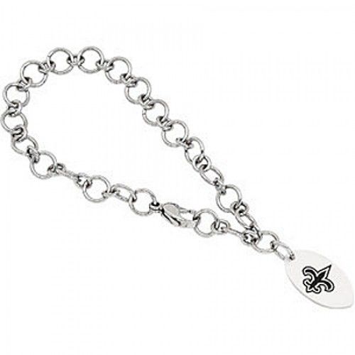 Unisex Adult'S Football-Themed Bracelet in Stainless Steel - Polished Finish