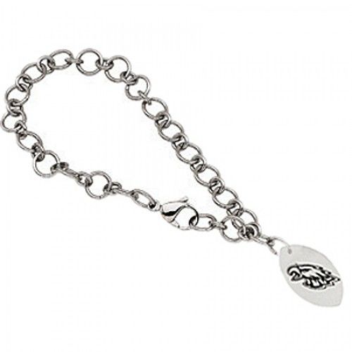 Football Design Bracelet in Stainless Steel - Glossy Polish - Pleasant