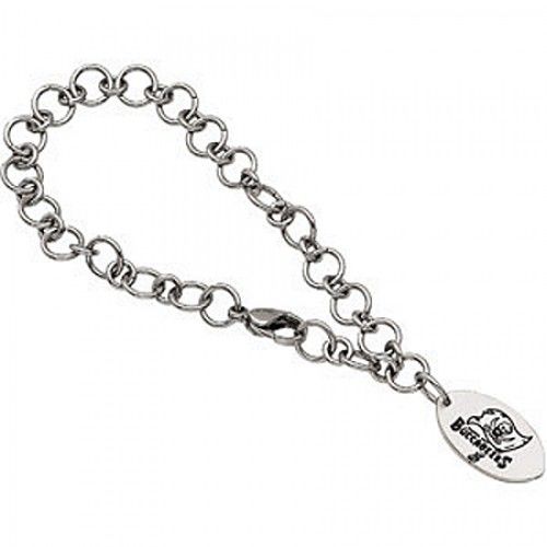 Football Design Bracelet in Stainless Steel - Polished Finish - Adorable