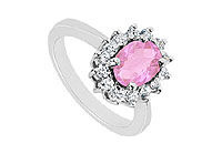 Pink Topaz and Diamond Ring : 14K White Gold - 1.50 CT TGW