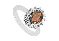 Smoky Topaz and Diamond Ring : 14K White Gold - 1.50 CT TGW