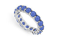 Blue Sapphire Eternity Band : 14K White Gold  3.00 CT TGW