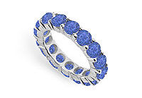 Blue Sapphire Eternity Band : 14K White Gold  5.00 CT TGW