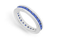 Blue Sapphire Eternity Band : 14K White Gold  1.00 CT TGW