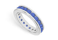 Blue Sapphire Eternity Band : 14K White Gold  2.00 CT TGW