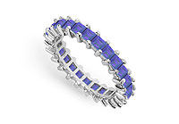 Blue Sapphire Eternity Band : 14K White Gold  3.00 CT TGW