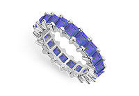 Blue Sapphire Eternity Band : 14K White Gold  4.00 CT TGW
