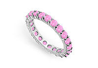 Pink Sapphire Eternity Band : 14K White Gold  2.00 CT TGW