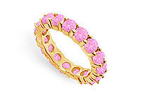 Pink Sapphire Eternity Band : 14K Yellow Gold  4.00 CT TGW