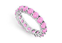 Pink Sapphire Eternity Band : 14K White Gold  4.00 CT TGW