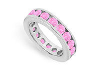 Pink Sapphire Eternity Band : 14K White Gold  3.00 CT TGW