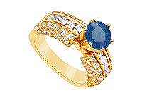Sapphire and Diamond Engagement Ring : 14K Yellow Gold - 3.25 CT TGW