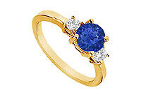 Sapphire and Diamond Engagement Ring : 14K Yellow Gold - 1.25 CT TGW