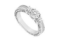 Three Stone Diamond Ring : 14K White Gold - 0.33 CT Diamonds